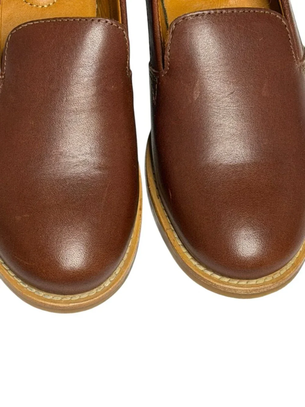 Patina Portland Leather Womens Loafer Shoes Slip On Cognac Brown 5.5 - Picture 4 of 10